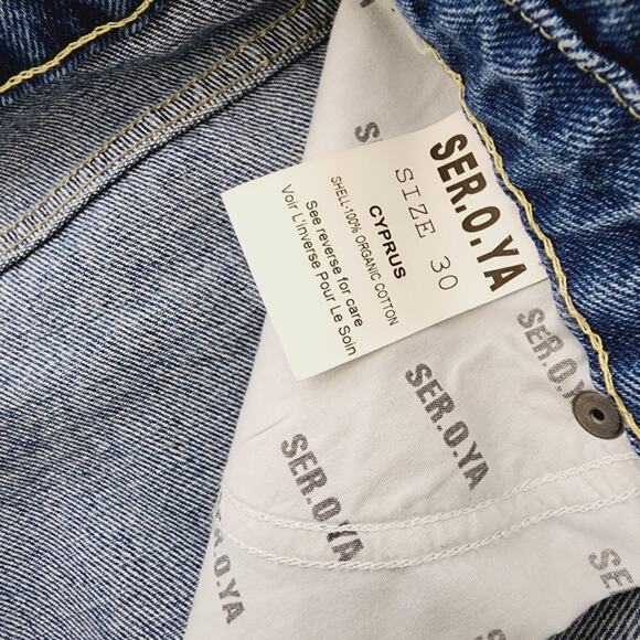 NWT SER.O.YA Retofête Holly Fold Over Distressed Denim Skirt 30 - Picture 9 of 13